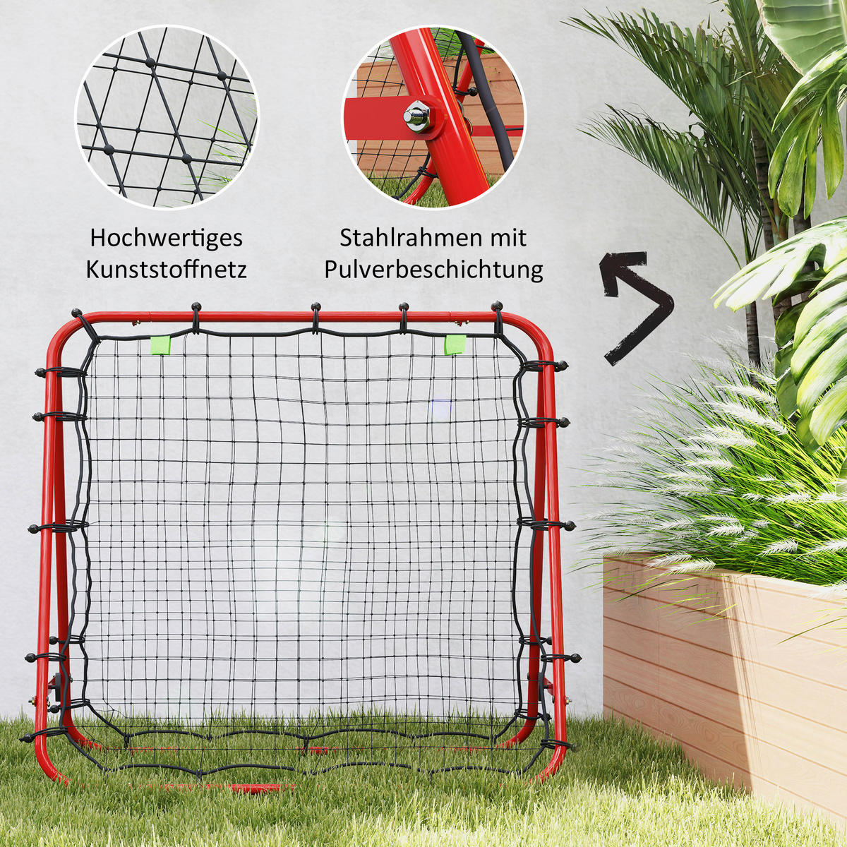 HOMCOM Fußball Rebounder rot Stahl B/H/L: ca. 95x90x100 cm Fußball Rebounder - rot (100,00/95,00/90,00cm) - HOMCOM