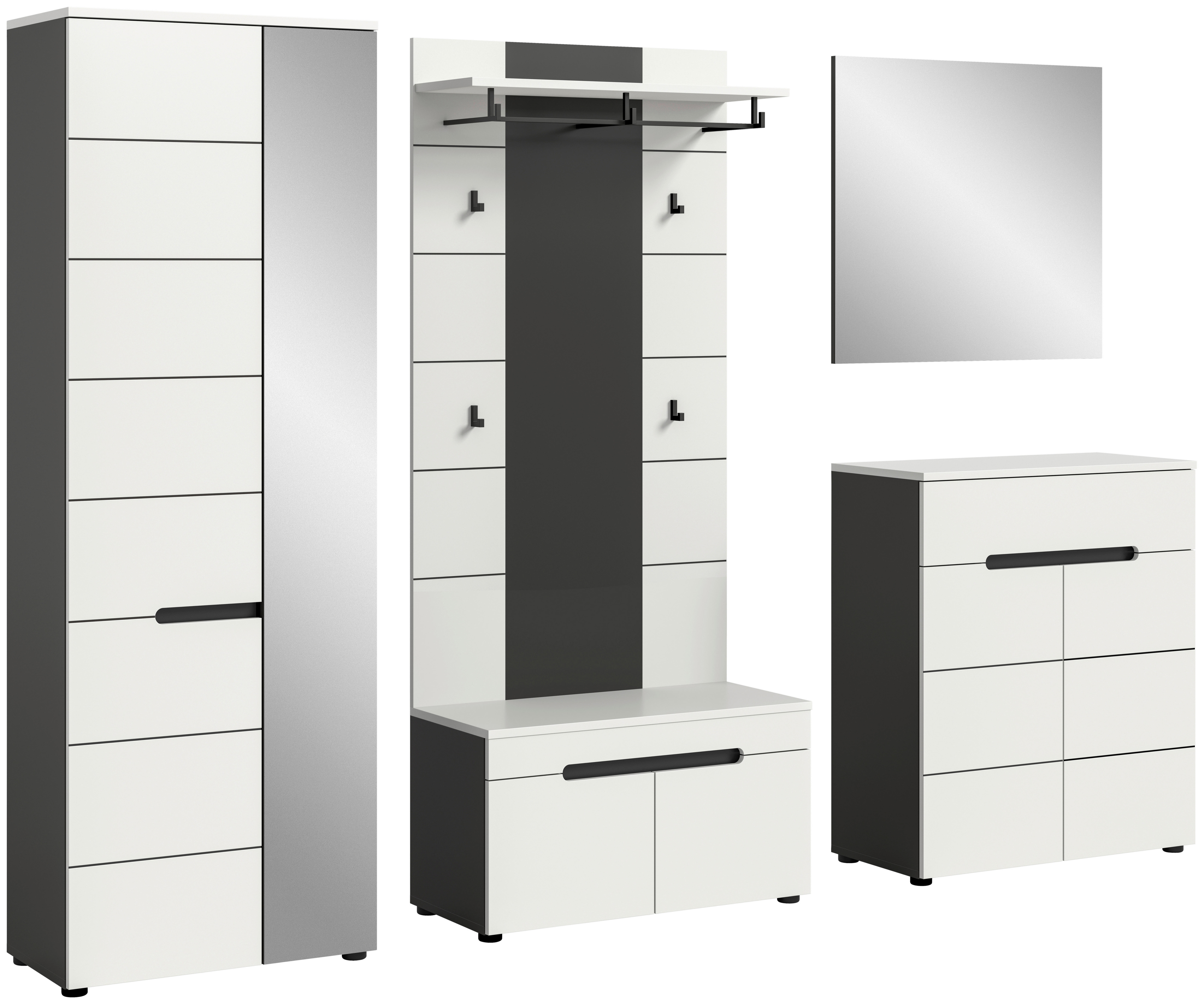 Garderobe Canu basaltgrau Nachbildung weiß B/H/T: ca. 255x190x37 cm Canu - weiß/basaltgrau (255,00/190,00/37,00cm) - xonox.home