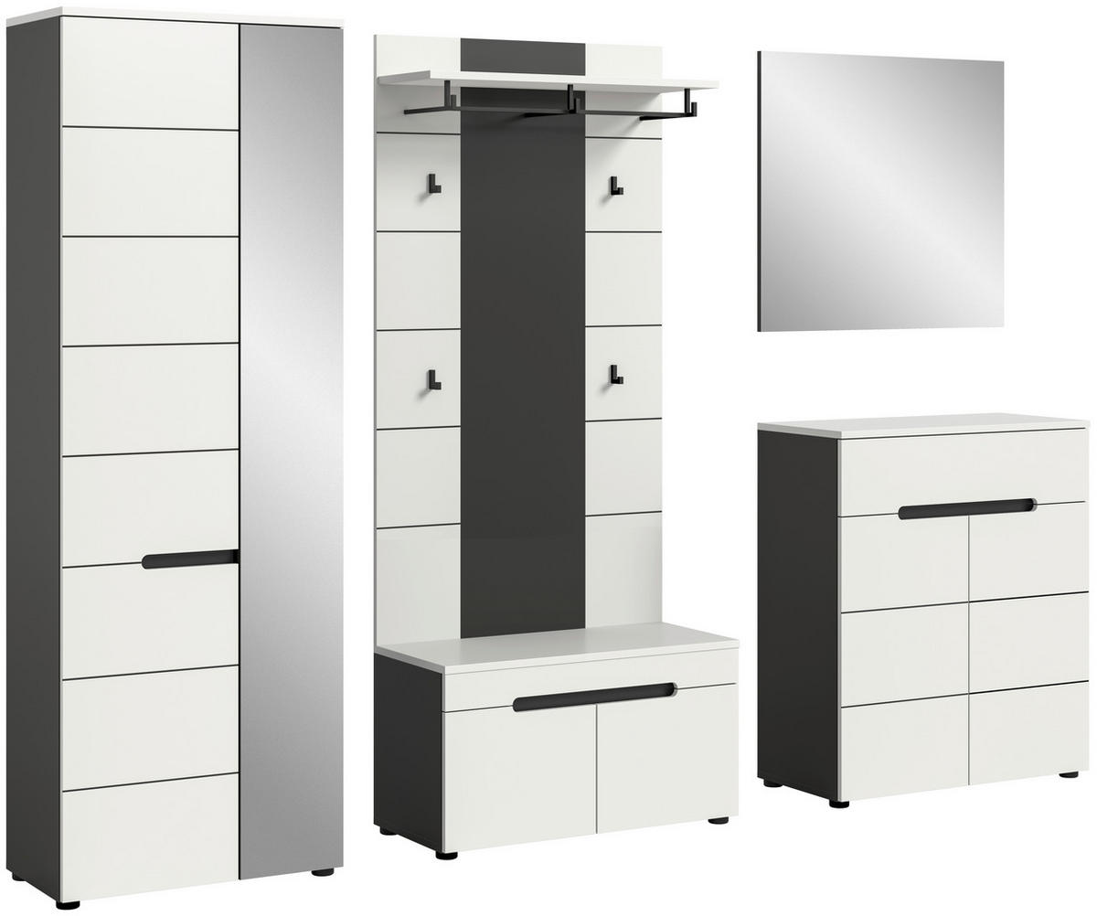Garderobe Canu basaltgrau Nachbildung weiß B/H/T: ca. 255x190x37 cm Canu - weiß/basaltgrau (255,00/190,00/37,00cm) - xonox.home