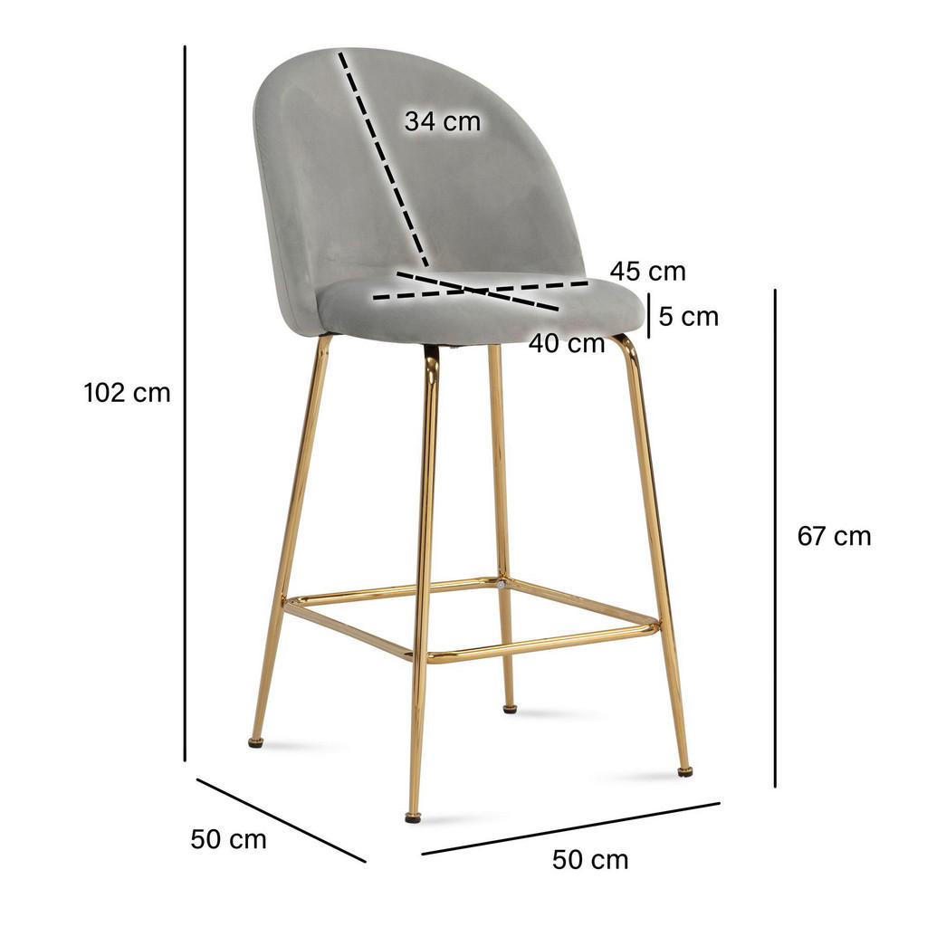 Thumbnail - Barhocker 2er Set grau Polyester B/H/T: ca. 50x102x50 cm