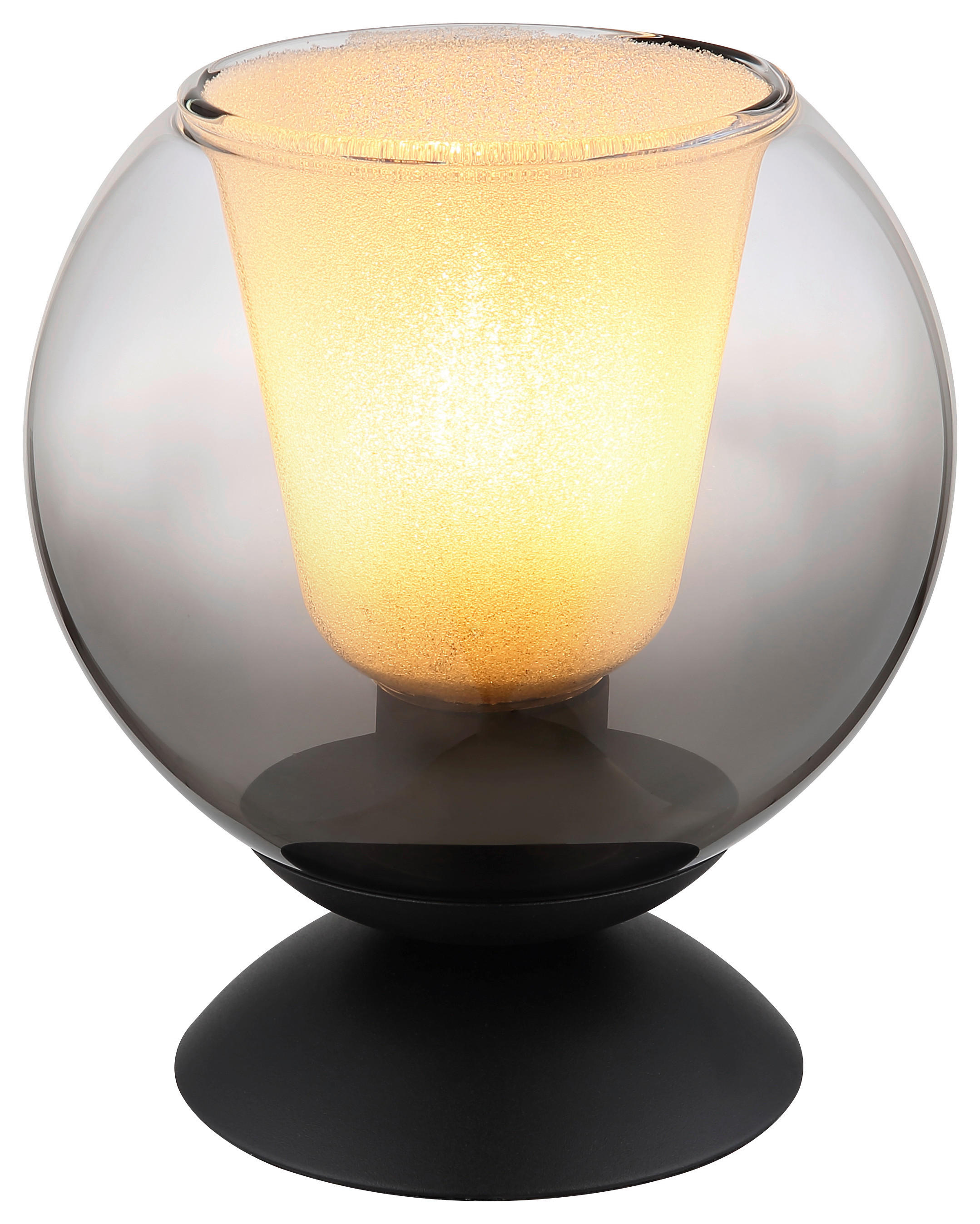 GLOBO Tischleuchte BARRY 15749T schwarz Rauch Metall H/D: ca. 19x18 cm E27 1 Brennstellen BARRY - schwarz/Rauch (18,00/19,00cm) - GLOBO