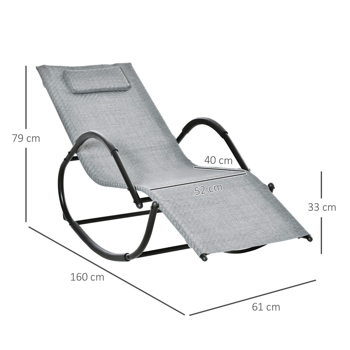Outsunny Schaukelstuhl grau Metall B/H/L: ca. 160x79x61 cm Schaukelstuhl - grau (61,00/160,00/79,00cm) - Outsunny