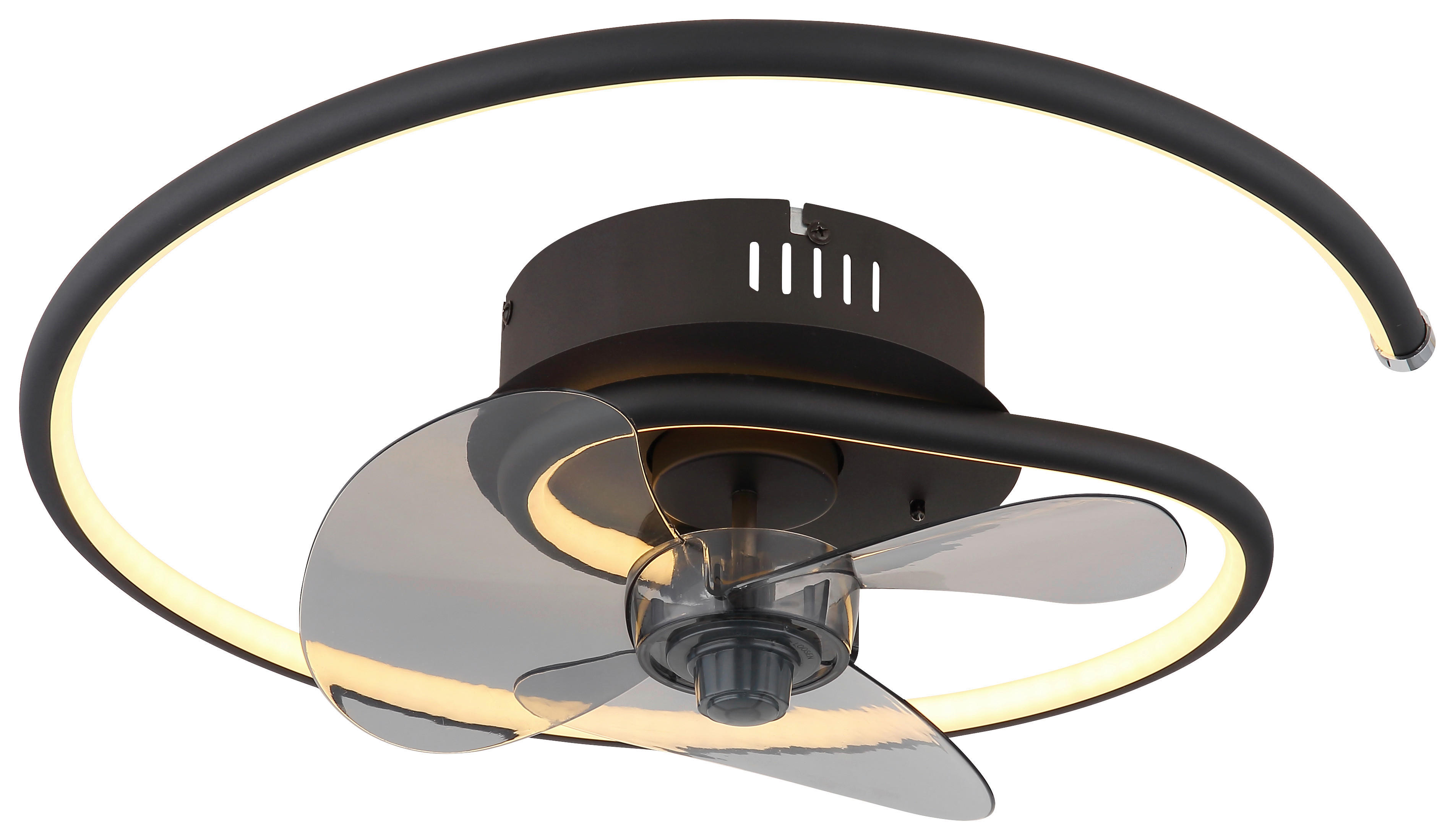 GLOBO Deckenventilator Opal schwarz H/D: ca. 13,9x45 cm max. 30 W KOREN - schwarz/Opal (45,00/13,90cm) - GLOBO