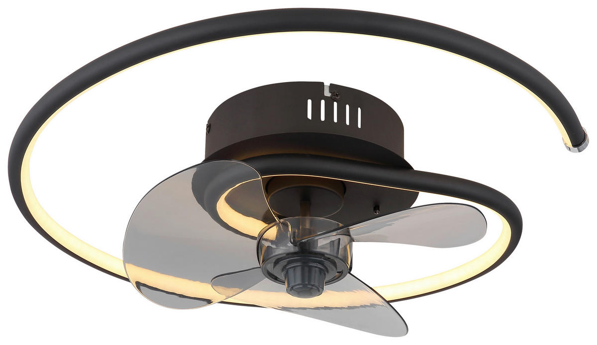 GLOBO Deckenventilator Opal schwarz H/D: ca. 13,9x45 cm max. 30 W KOREN - schwarz/Opal (45,00/13,90cm) - GLOBO