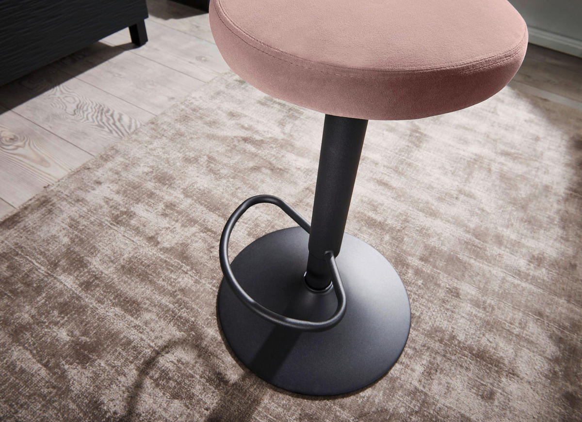 Barhocker rosa schwarz Stoff Eisen B/H/T: ca. 40x58x40 cm Barhocker - schwarz/rosa (40,00/58,00/40,00cm) - Wohnling