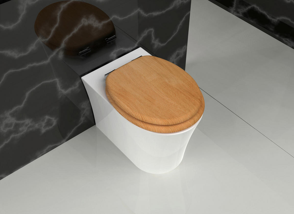 WC-Sitz braun MDF B/H/T: ca. 45,8x5,7x37,6 cm WC-Sitz_Holzoptik MDF FSC - braun (45,80/5,70/37,60cm)