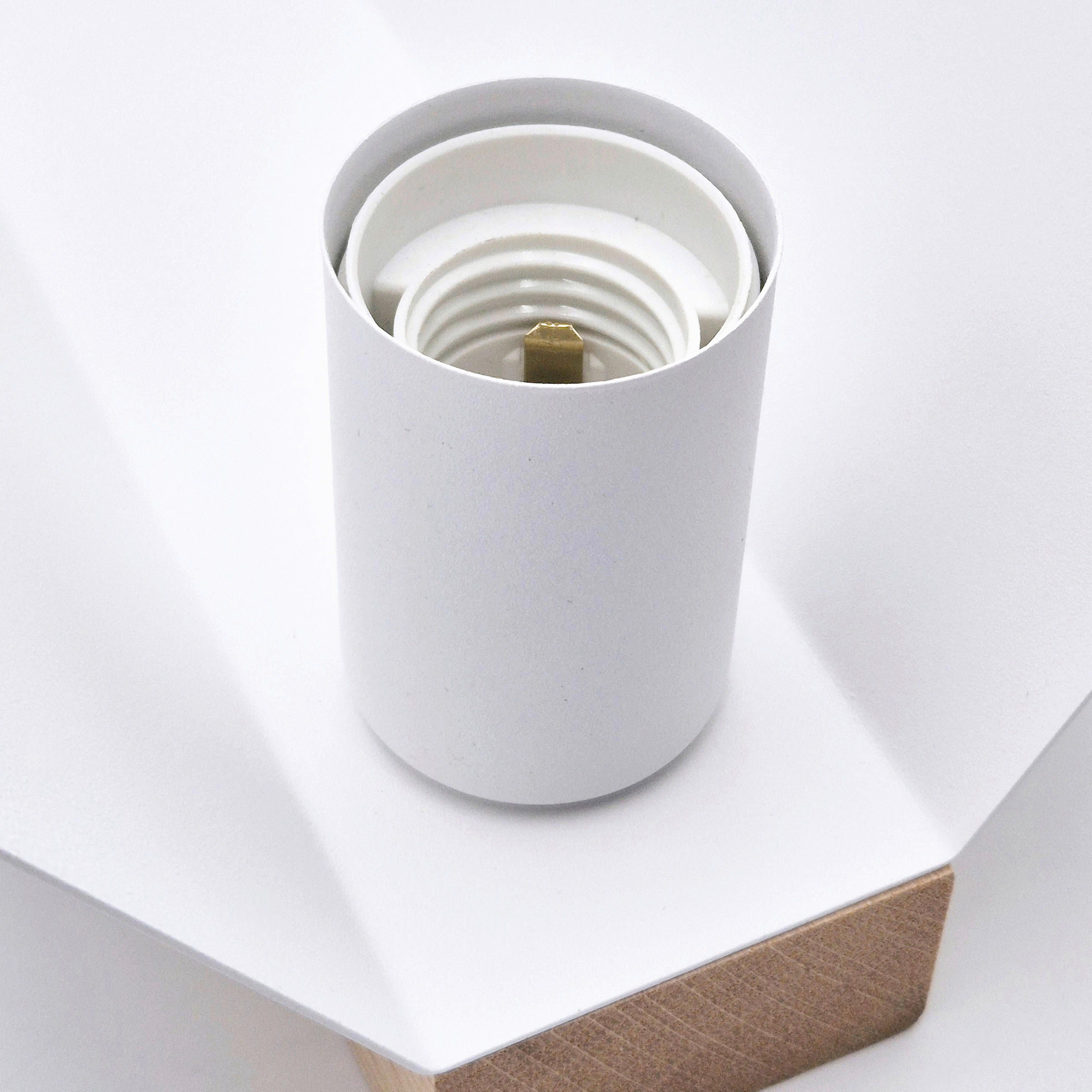 Thumbnail - Lamkur Deckenleuchte weiß Eiche Stahl Glas B/H/L: ca. 12x11,5x24 cm E27 2 Brennstellen