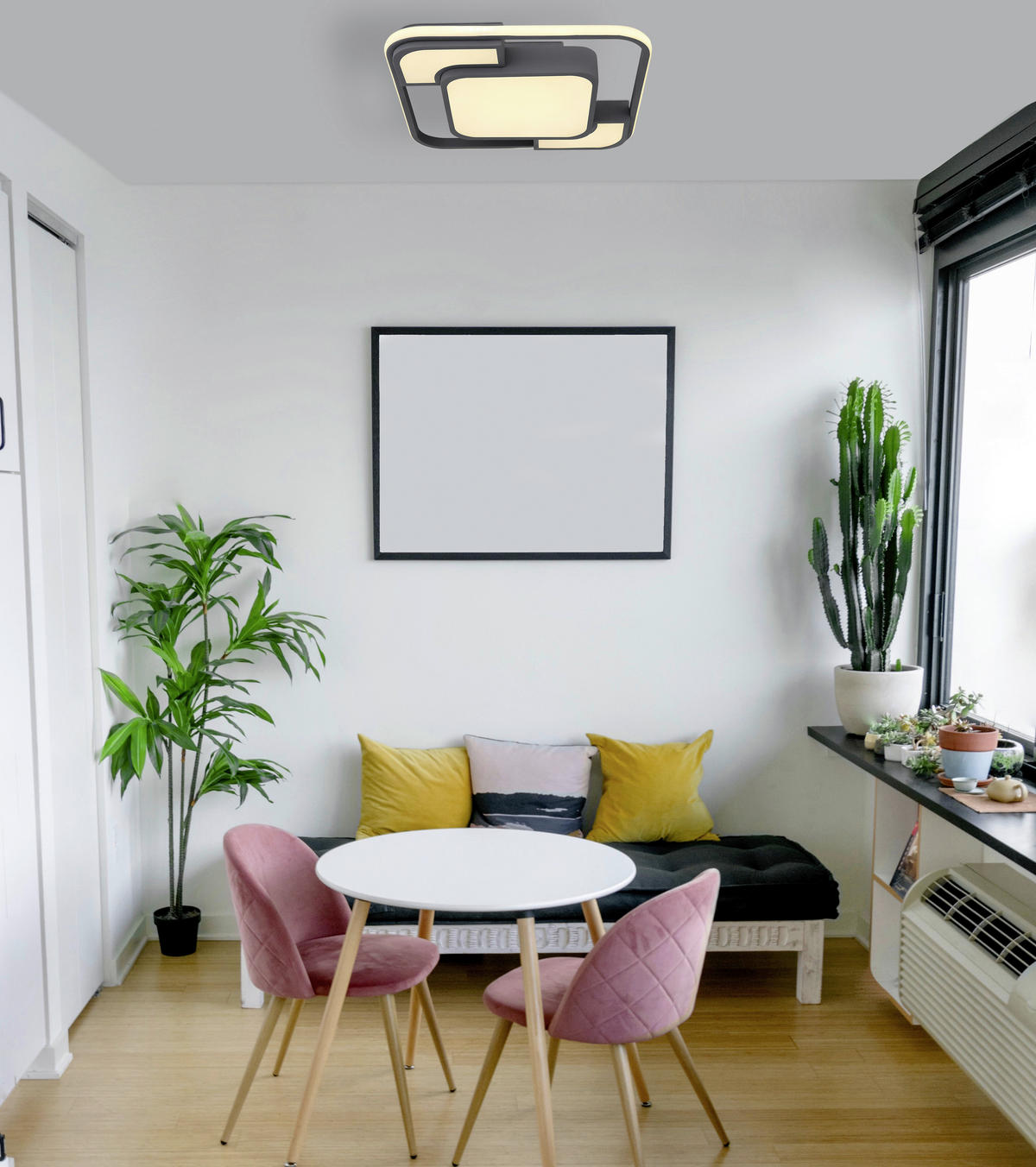GLOBO Deckenleuchte NIRRA 67259-30 Graphit Opal Metall Kunststoff B/H/L: ca. 42x10x42 cm NIRRA - Graphit/Opal (42,00/42,00/10,00cm) - GLOBO