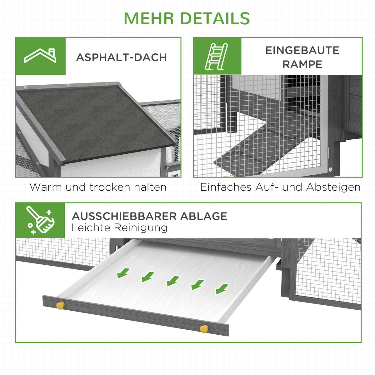 PawHut Stall grau Edelstahl B/H/L: ca. 125x247x113,5 cm Hühnerstall - grau (113,50/125,00/247,00cm) - PawHut