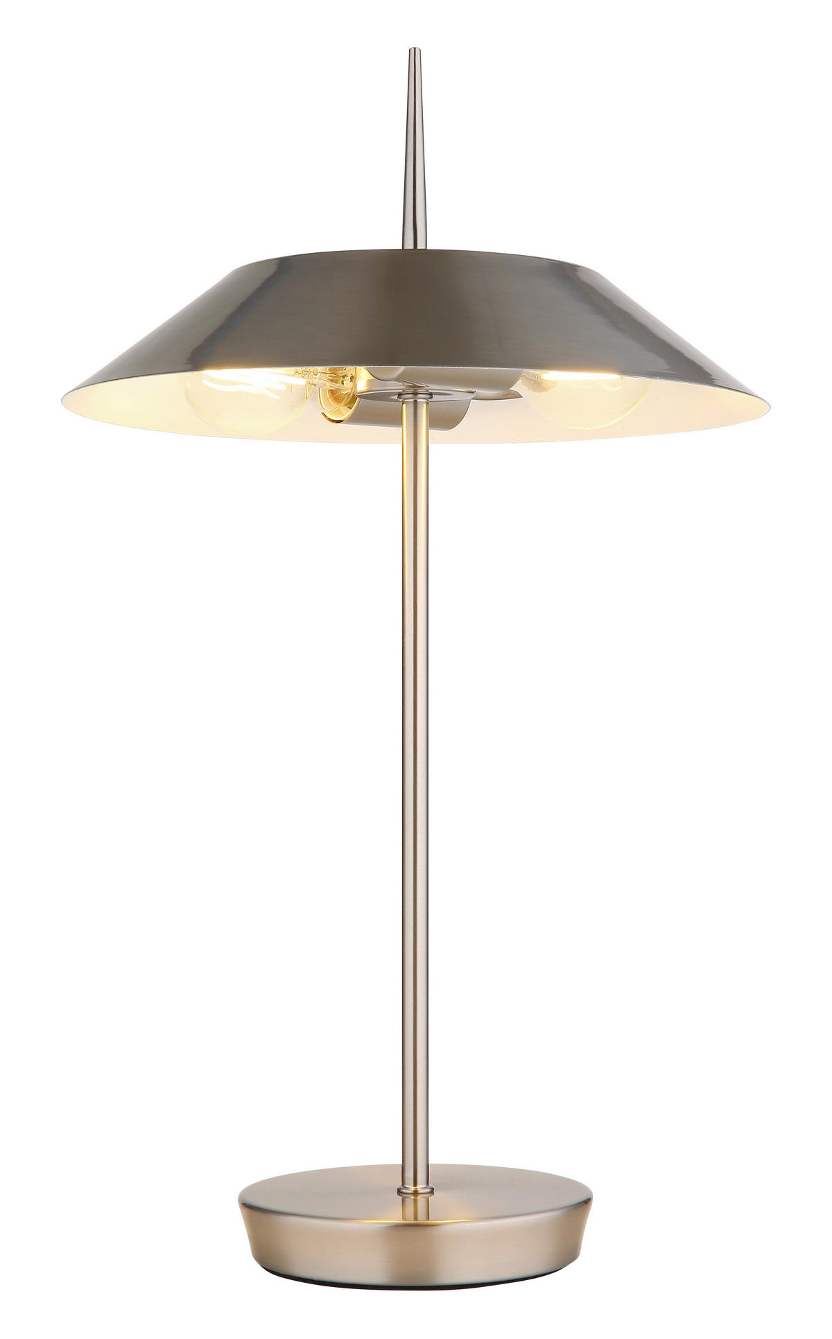GLOBO Tischleuchte BRENLOR 21032N nickel Textil Metall H/D: ca. 52x30 cm E27 2 Brennstellen BRENLOR - nickel (30,00/52,00cm) - GLOBO