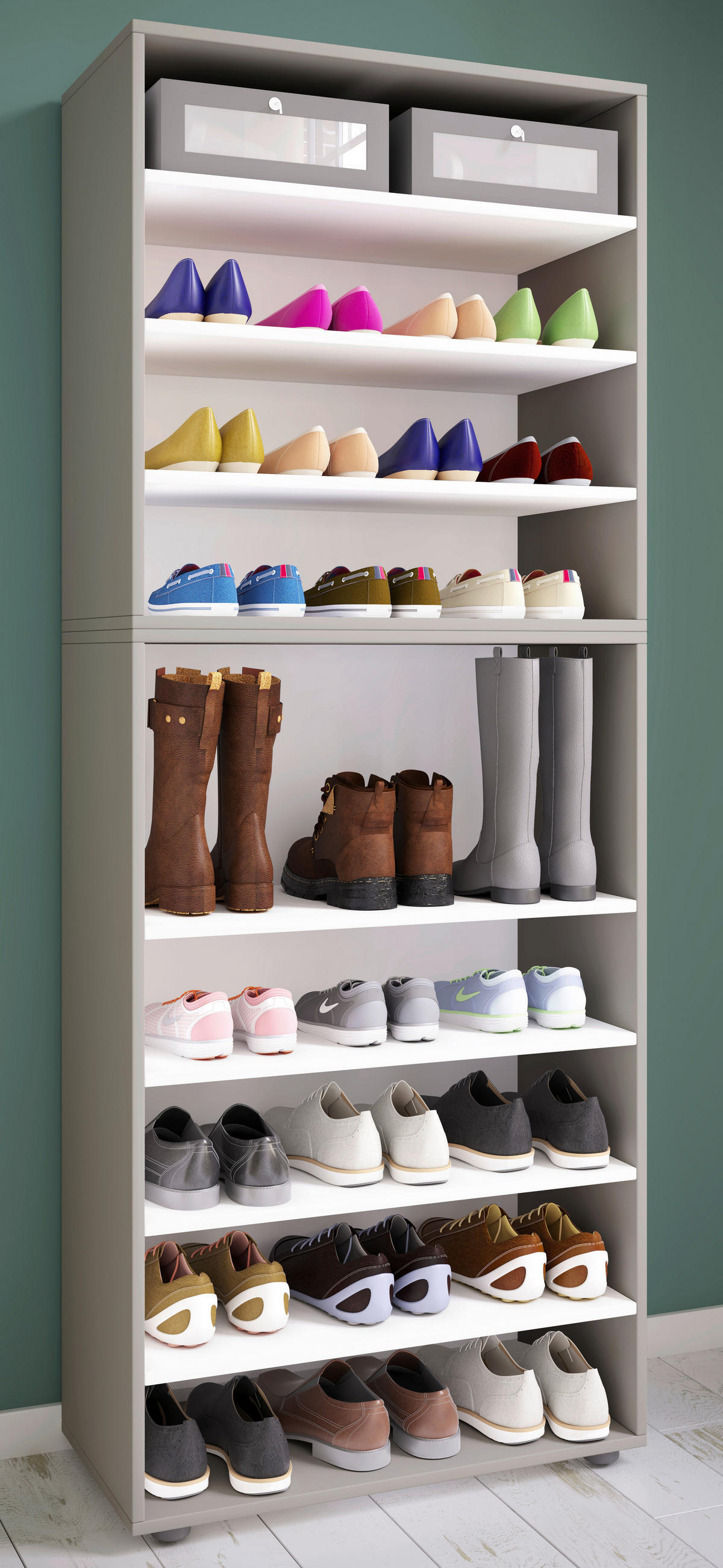 Schuhregal Lona weiß B/H/T: ca. 70x183x37 cm Lona - weiß (70,00/183,00/37,00cm) - VCM Möbel