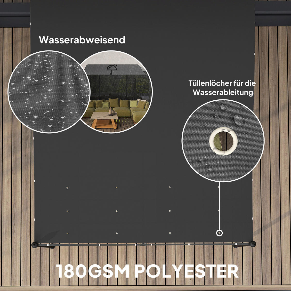 Outsunny Anbaupavillon dunkelgrau Metall B/H/L: ca. 298x250x248 cm Anbaupavillon - dunkelgrau (248,00/298,00/250,00cm) - Outsunny