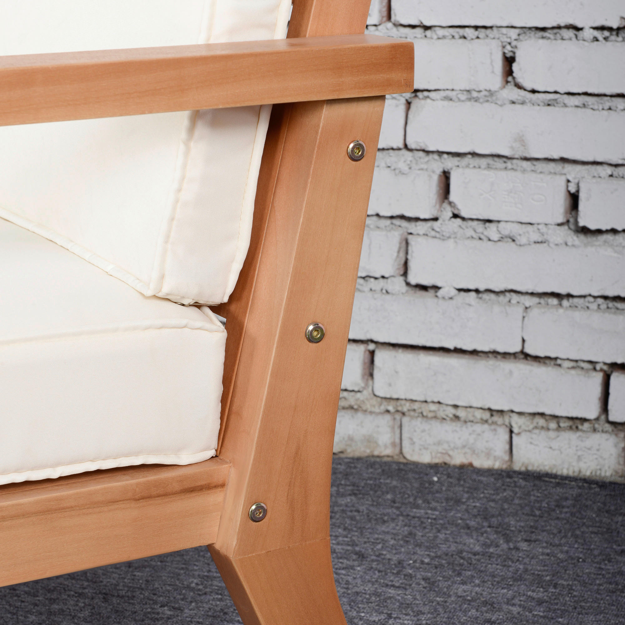 Outsunny Gartenstühle mit Kissen beige Holz B/H/L: ca. 77,5x74,5x66 cm Gartenstühle_mit_Kissen - beige/braun (66,00/77,50/74,50cm) - Outsunny