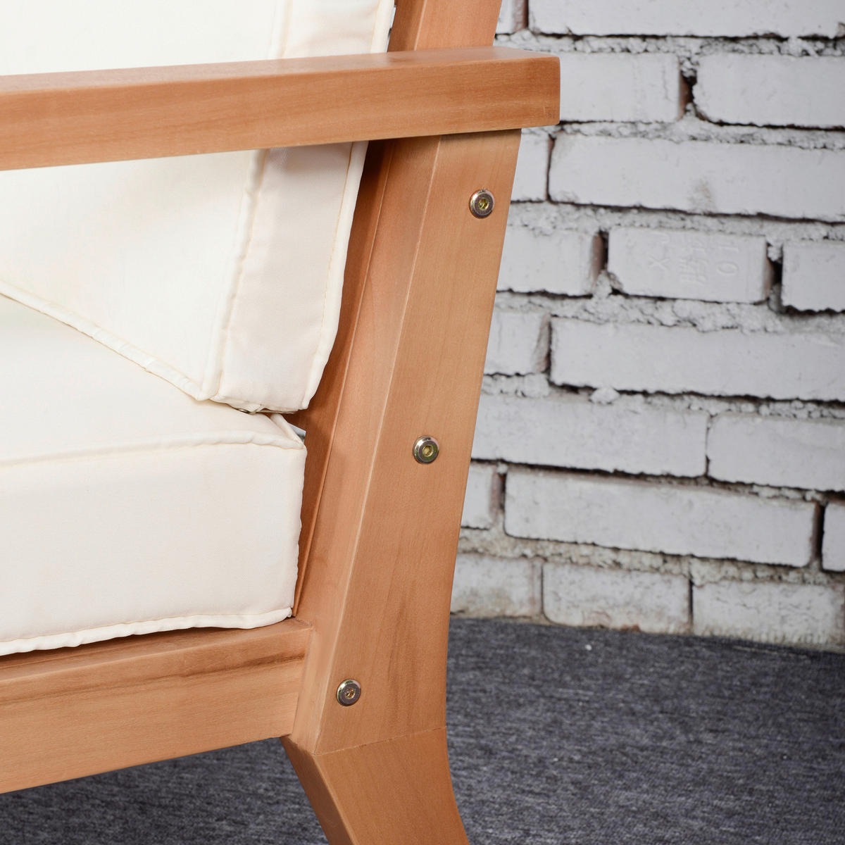 Outsunny Gartenstühle mit Kissen beige Holz B/H/L: ca. 77,5x74,5x66 cm Gartenstühle_mit_Kissen - beige/braun (66,00/77,50/74,50cm) - Outsunny