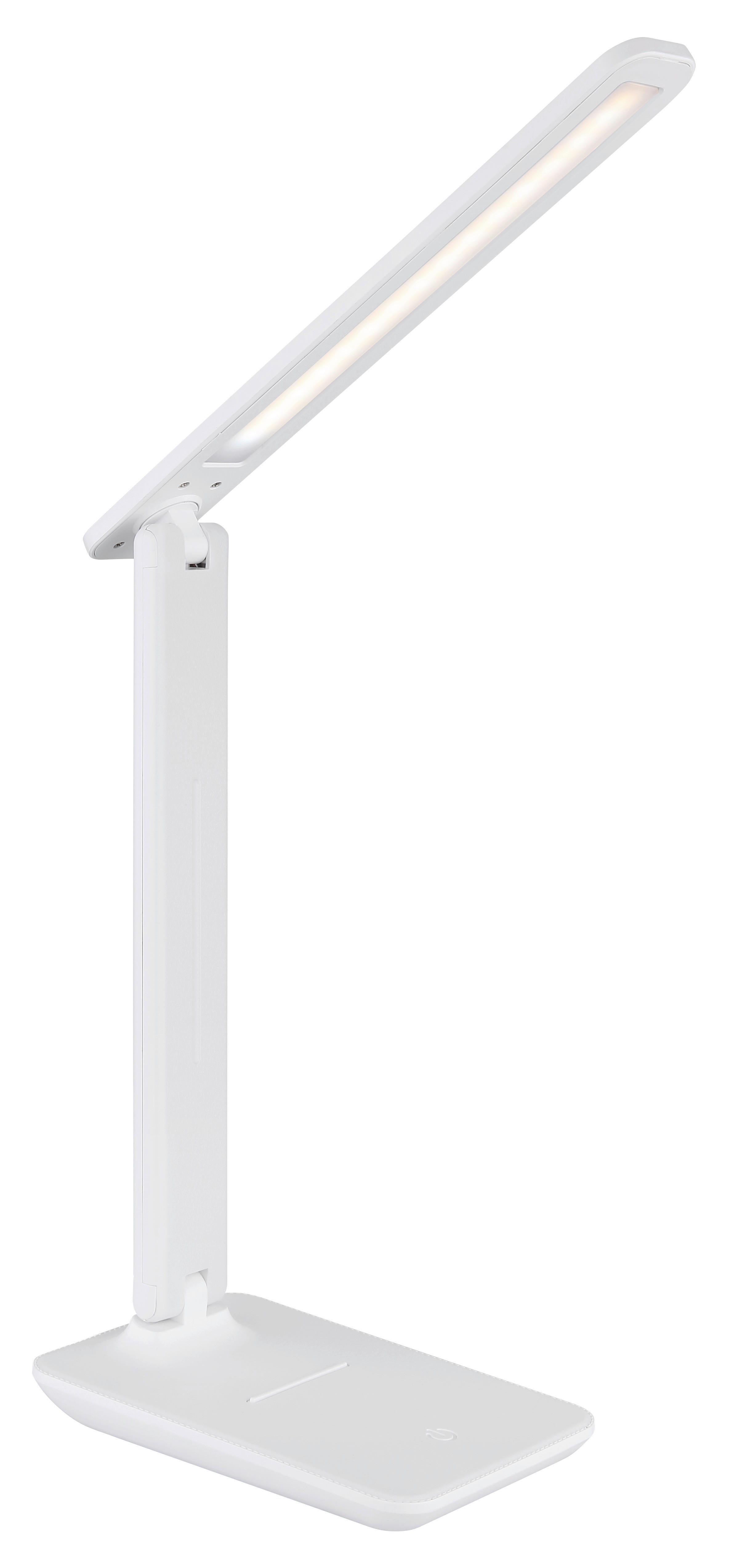 GLOBO LED-Tischleuchte weiß weiß Opal Kunstleder Kunststoff B/H/T: ca. 11,5x50x28 cm BRIGHTON - weiß/Opal (11,50/50,00/28,00cm) - GLOBO