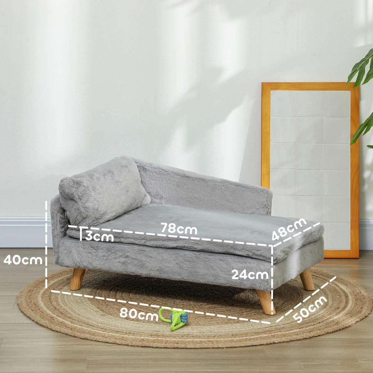 PawHut Hundesofa hellgrau Schaumstoff B/H/L: ca. 50x40x80 cm Hundesofa - hellgrau (80,00/50,00/40,00cm) - PawHut
