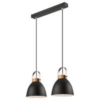 Lamkur Pendelleuchte DANIELLE 31774 Graphit Stahl Holz H/L: ca. 76x47 cm E27 2 Brennstellen Danielle - Graphit (47,00cm) - Lamkur