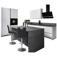 Impuls Inselküche IP4050 weiß Lack Hochglanz B/T/L: ca. 274x60x127 cm IP4050 - weiß/Beton Schiefergrau (274,00/127,00cm) - Impuls
