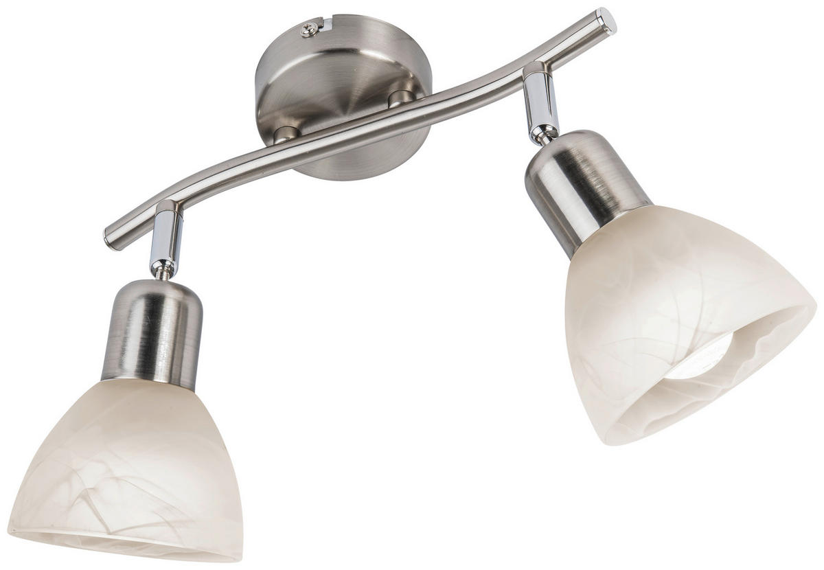 Nowa Spotbalken 81890201 nickel matt warmweiß Glas Metall H/D: ca. 16,8x10 cm E14 2 Brennstellen DAYTONA - warmweiß/nickel matt (10,00/16,80cm) - Nowa