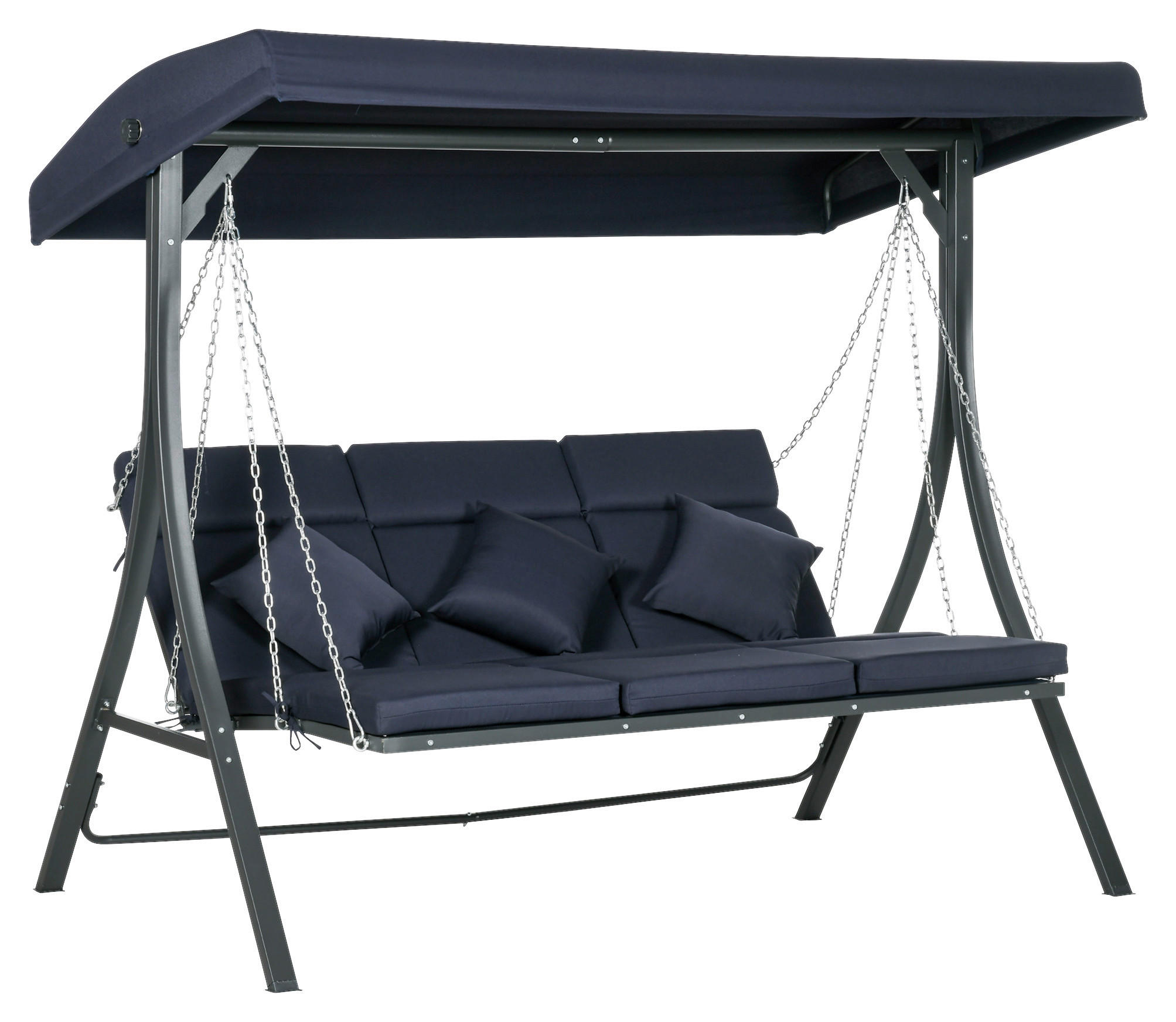 Outsunny Hollywoodschaukel dunkelblau Polyester B/H/L: ca. 118x168x198 cm Hollywoodschaukel - schwarz/dunkelblau (198,00/118,00/168,00cm) - Outsunny
