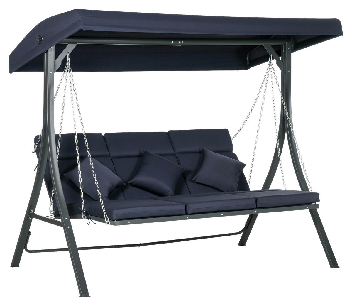 Outsunny Hollywoodschaukel dunkelblau Polyester B/H/L: ca. 118x168x198 cm Hollywoodschaukel - schwarz/dunkelblau (198,00/118,00/168,00cm) - Outsunny