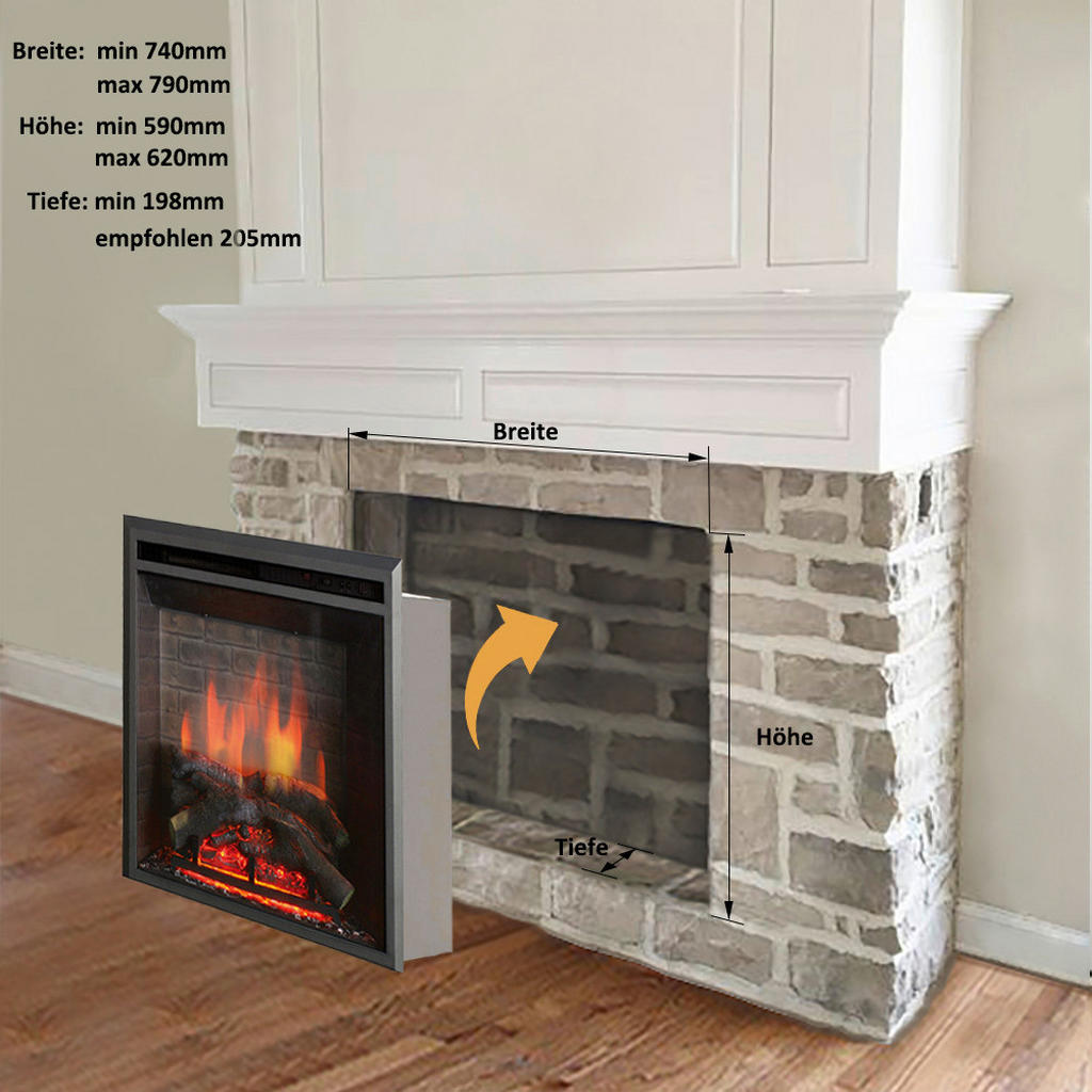 Thumbnail - Balderia Einbaukamin Calida schwarz B/H/T: ca. 62,1x81x22,3 cm