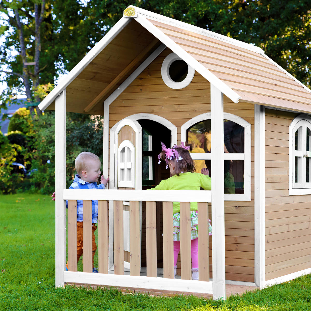 AXI Spielhaus Alex braun B/H/L: ca. 137x178x191 cm Alex - braun/weiß (191,00/137,00/178,00cm) - AXI