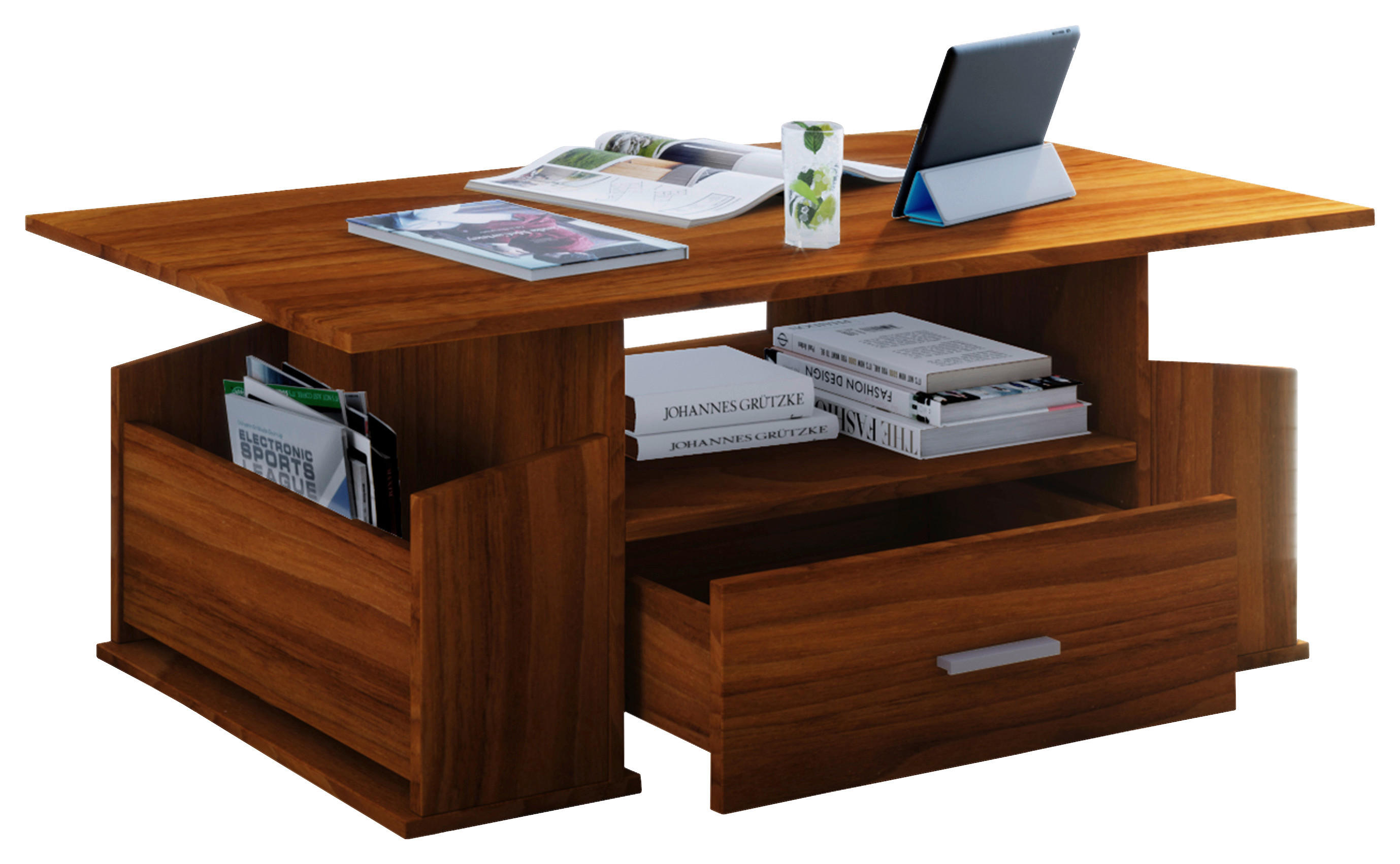 Couchtisch Junata nussbaum Nachbildung B/H/T: ca. 110x44x52 cm Junata - nussbaum (110,00/44,00/52,00cm) - VCM Möbel