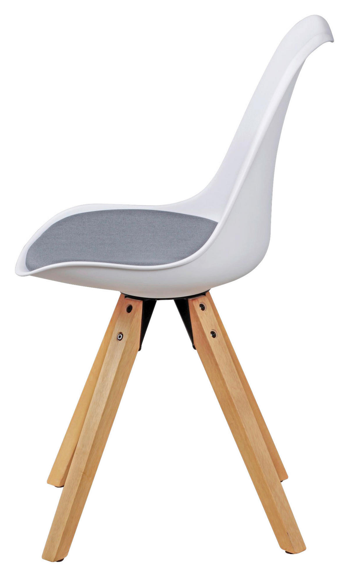 Stuhl 2er-Set weiß grau natur Kunststoff Echtholz Leinen B/H/T: ca. 49x87x52 cm 2er-Set - weiß/natur (49,00/87,00/52,00cm) - Wohnling
