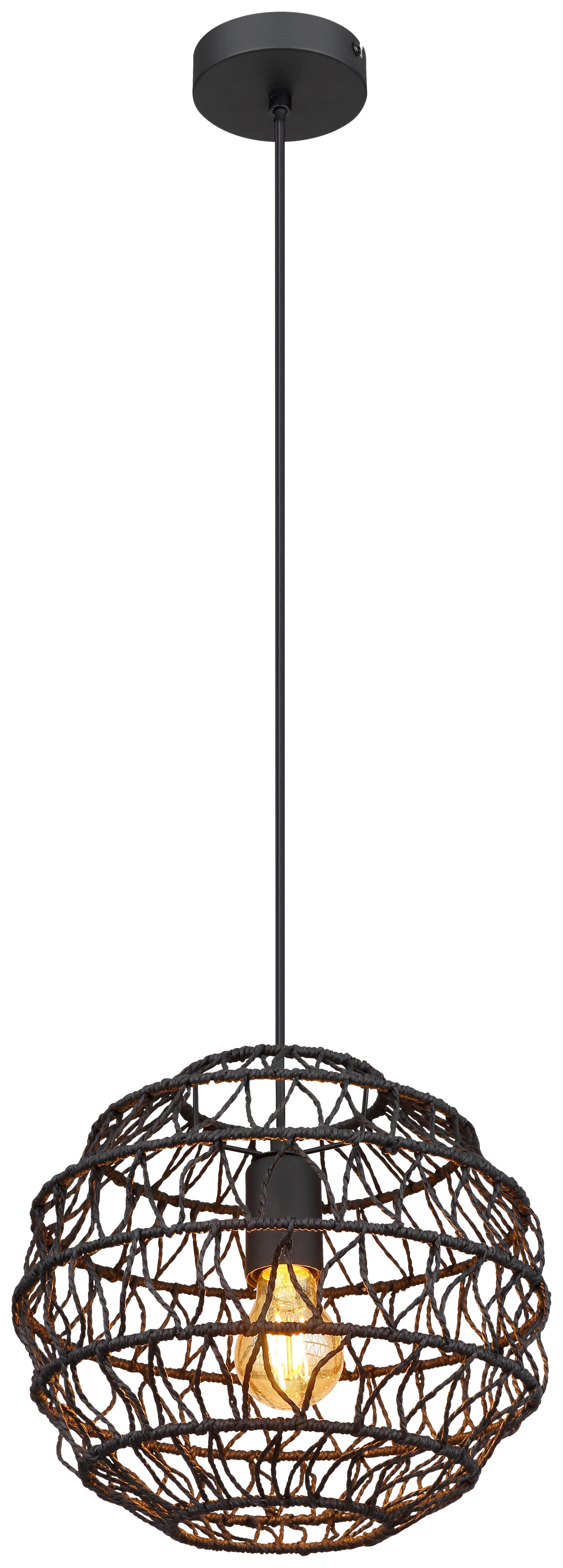 GLOBO Pendelleuchte schwarz mattschwarz Papier Metall H/D: ca. 120x29 cm E27 1 Brennstellen SENNI - schwarz/mattschwarz (29,00/120,00cm) - GLOBO