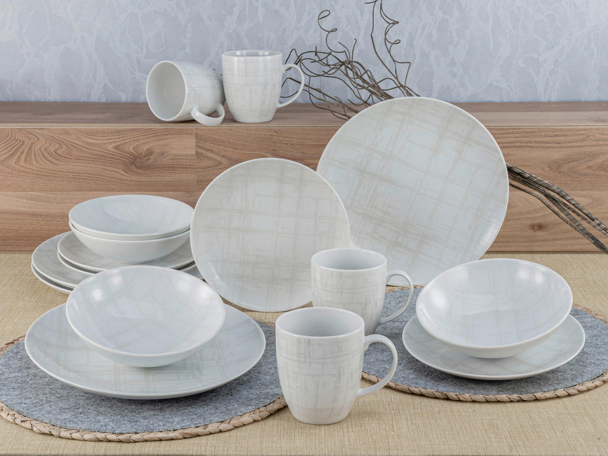 CreaTable Kombiservice Home Shabby Chic weiß Porzellan 16 tlg. Home Shabby Chic - weiß/creme - CreaTable
