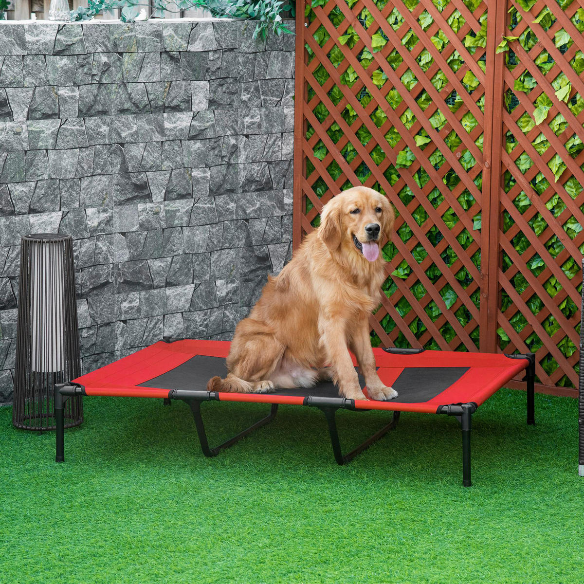 PawHut Hunde-Zubehör schwarz Polypropylen B/H/L: ca. 92x122x23 cm Hundebett - rot/schwarz (23,00/92,00/122,00cm) - PawHut