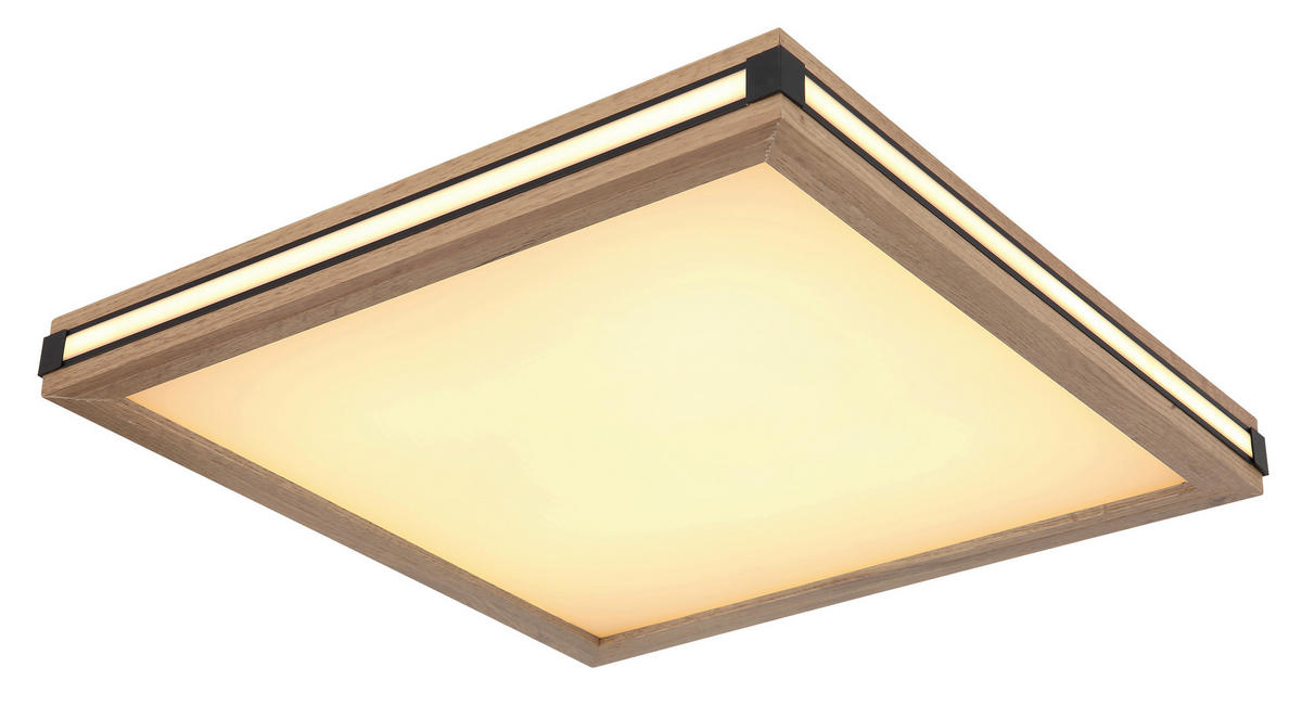 GLOBO LED-Deckenleuchte weiß dunkelbraun schwarz Metall MDF B/H/T: ca. 45x7,5x45 cm CARLA - dunkelbraun/weiß (45,00/7,50/45,00cm) - GLOBO