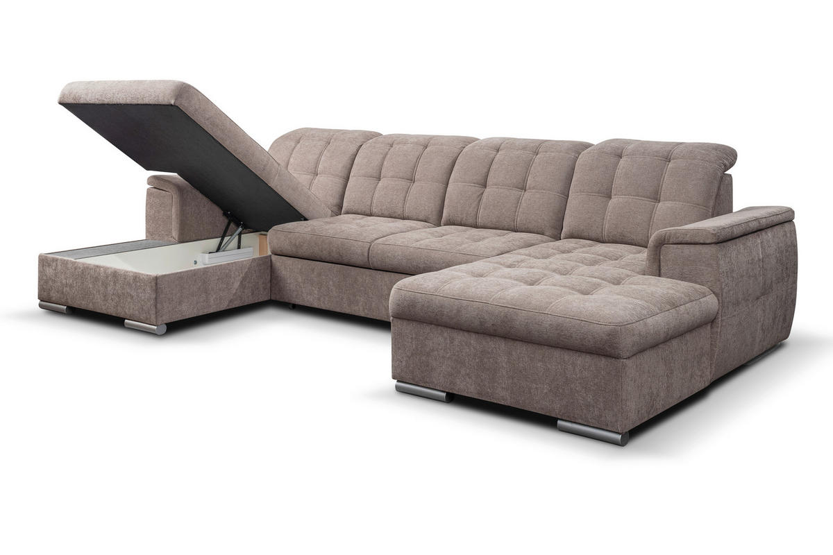 Wohnlandschaft Nadja stone Microfaser B/H/T: ca. 330x105x174 cm Nadja - schwarz/stone (330,00/105,00/174,00cm)