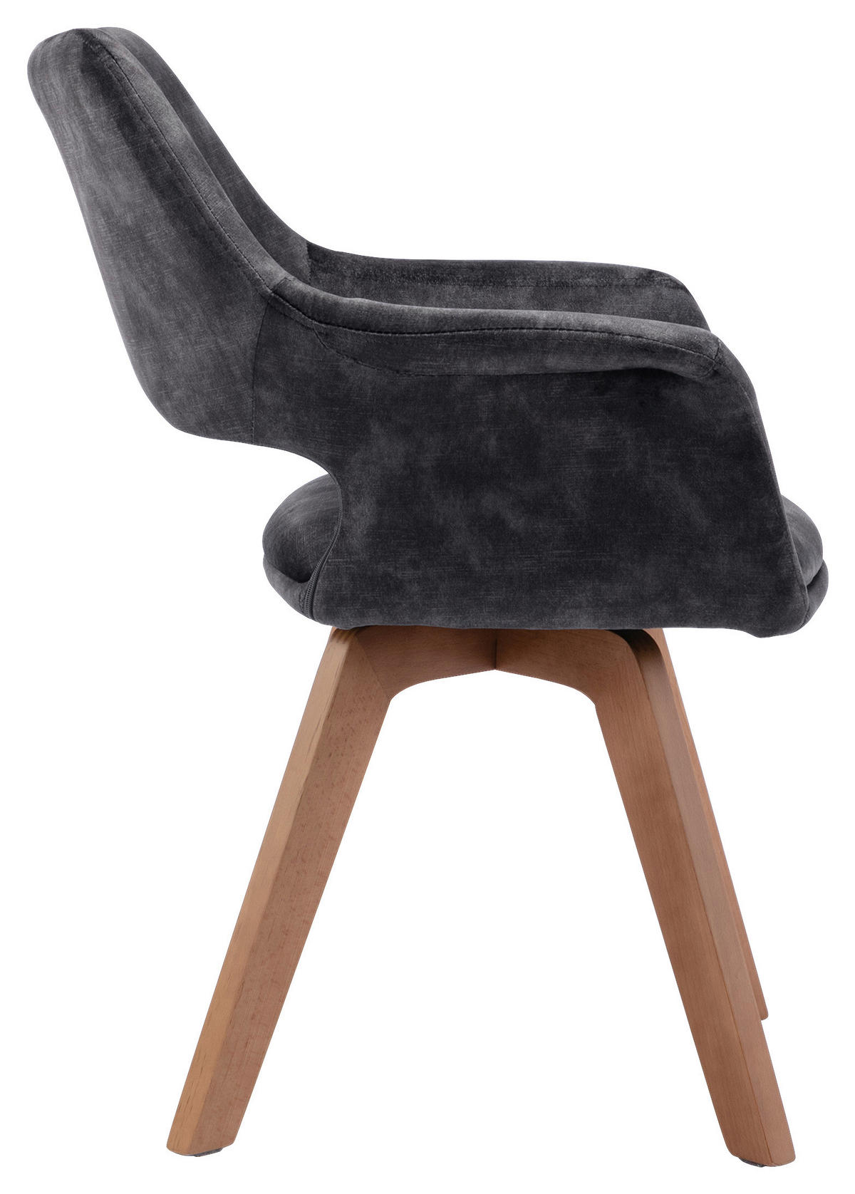 Stuhl KLARA  2er-Set anthrazit Vintage Samt Holz B/H/T: ca. 52x89x63,5 cm KLARA  2er-Set - anthrazit (52,00/89,00/63,50cm) - byLIVING