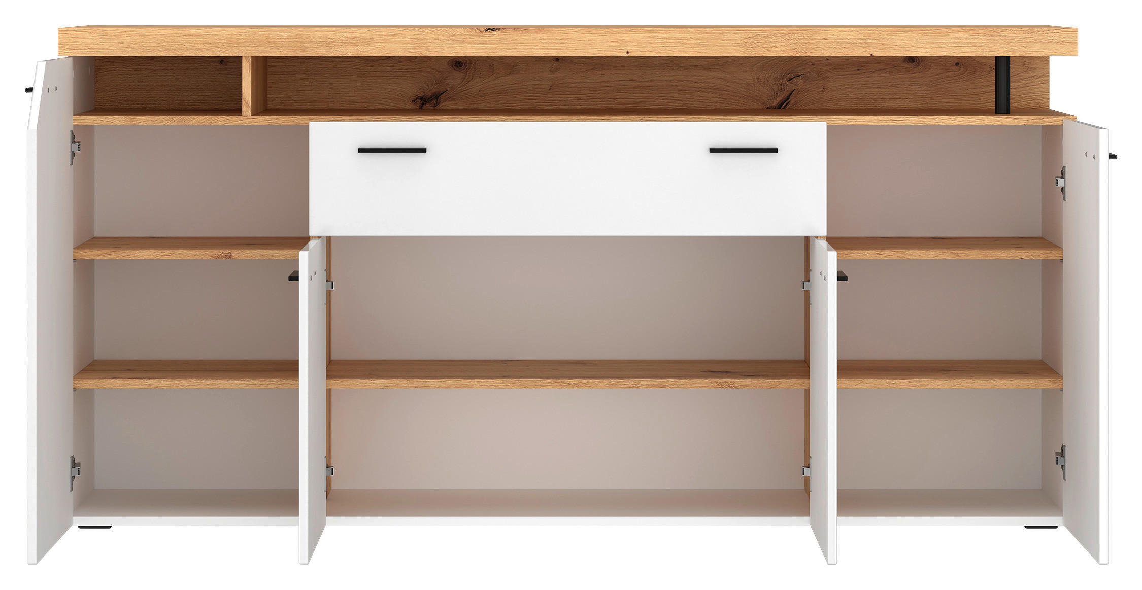 Sideboard Nico weiß Eiche Artisan Nachbildung B/H/T: ca. 184x91x40 cm Nico - Eiche/weiß (184,00/91,00/40,00cm)
