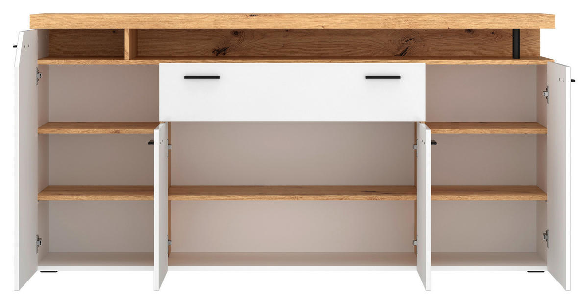 Sideboard Nico weiß Eiche Artisan Nachbildung B/H/T: ca. 184x91x40 cm Nico - Eiche/weiß (184,00/91,00/40,00cm)