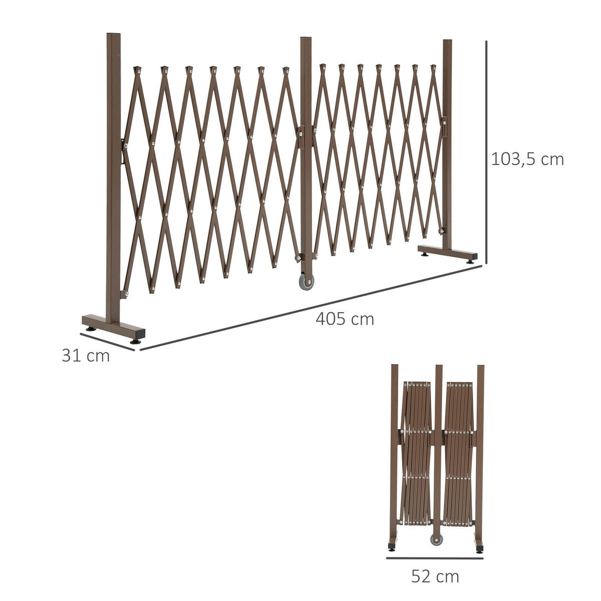 Outsunny Scherengitter dunkelbraun Aluminium B/H/L: ca. 31x103,5x405 cm Scherengitter - dunkelbraun (405,00/31,00/103,50cm) - Outsunny
