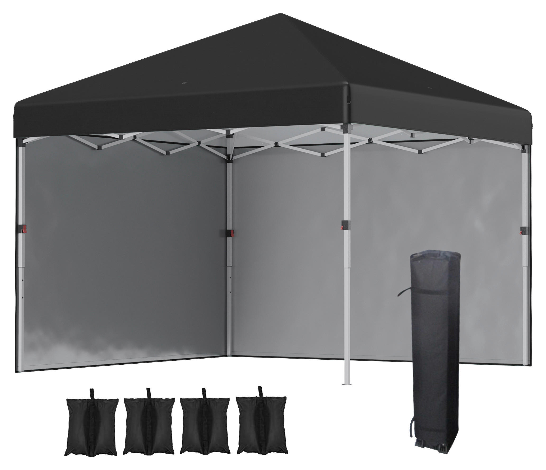 Outsunny Pavillon schwarz Polyester B/H/L: ca. 297x297x274 cm Faltpavillon - schwarz (274,00/297,00/297,00cm) - Outsunny
