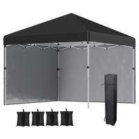 Outsunny Pavillon schwarz Polyester B/H/L: ca. 297x297x274 cm Faltpavillon - schwarz (274,00/297,00/297,00cm) - Outsunny
