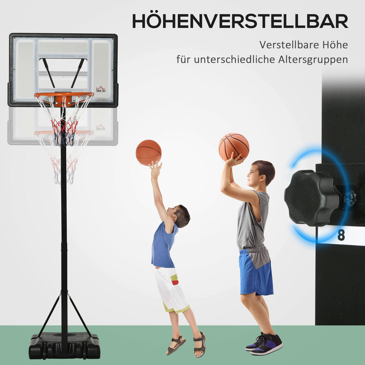 HOMCOM Basketballkorb schwarz B/H/L: ca. 60x90x310 cm Basketballständer - schwarz (310,00/60,00/90,00cm) - HOMCOM