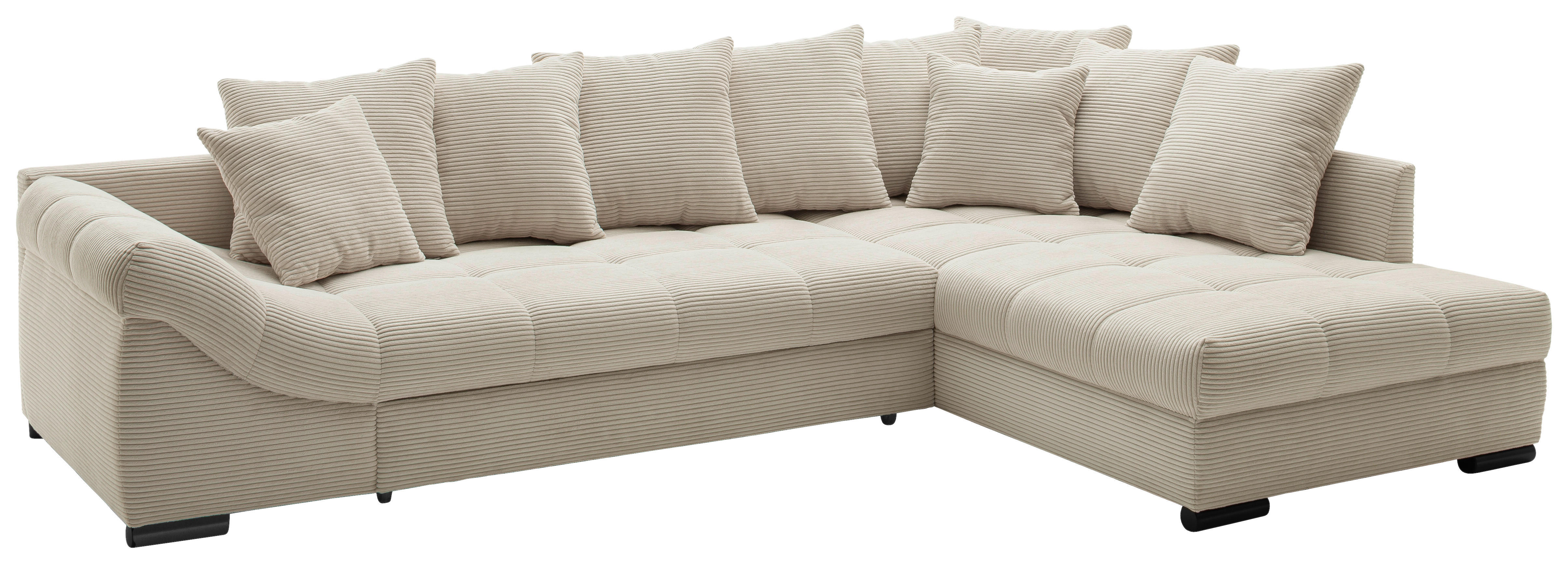 Ecksofa Pietro II natur Microfaser B/H/T: ca. 303x88x202 cm Pietro II - natur/schwarz (303,00/88,00/202,00cm)