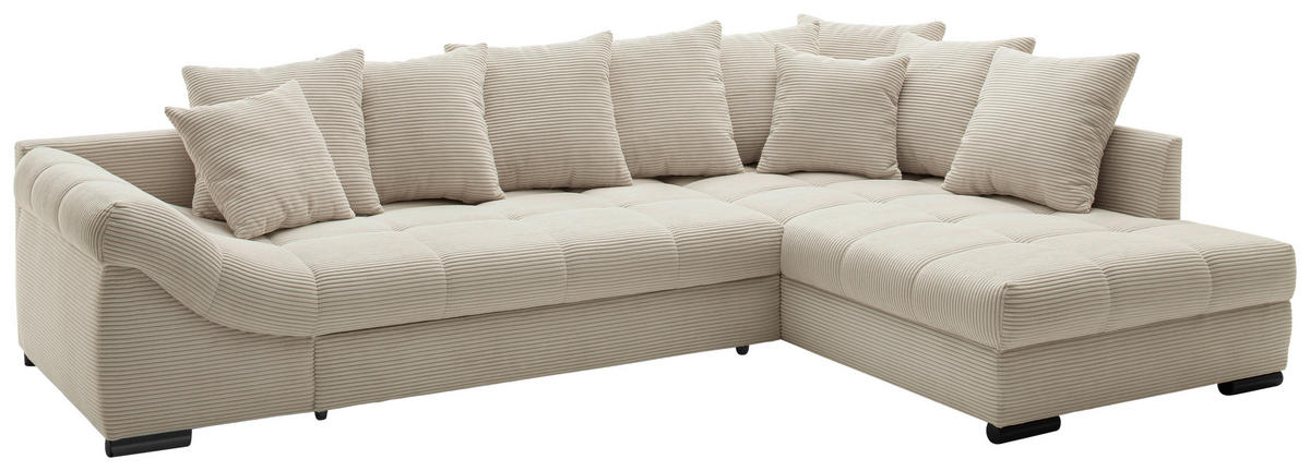 Ecksofa Pietro II natur Microfaser B/H/T: ca. 303x88x202 cm Pietro II - natur/schwarz (303,00/88,00/202,00cm)