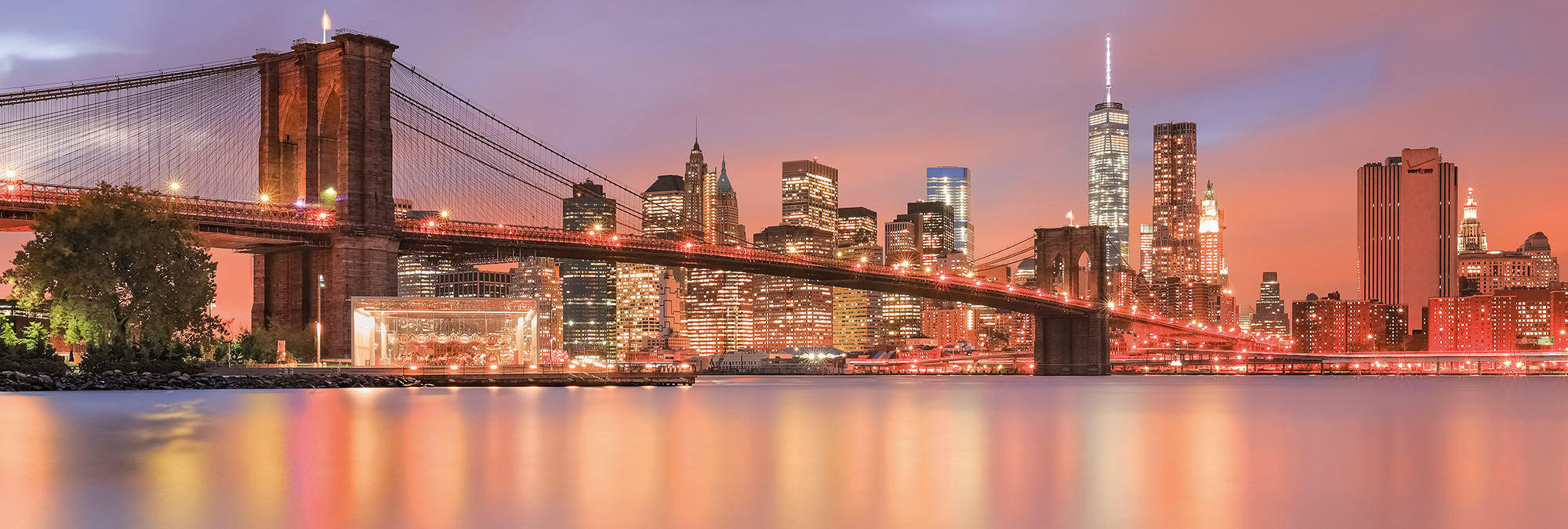 Komar Fototapete Brooklyn Nights Skyline B/L: ca. 368x124 cm günstig online kaufen