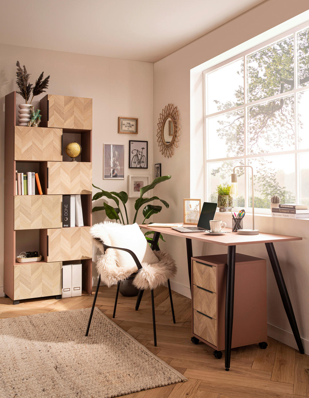 Schreibtisch Piazza mauve schwarz B/H/T: ca. 138x73,6x60 cm Piazza - schwarz/mauve (138,00/73,60/60,00cm) - Schildmeyer