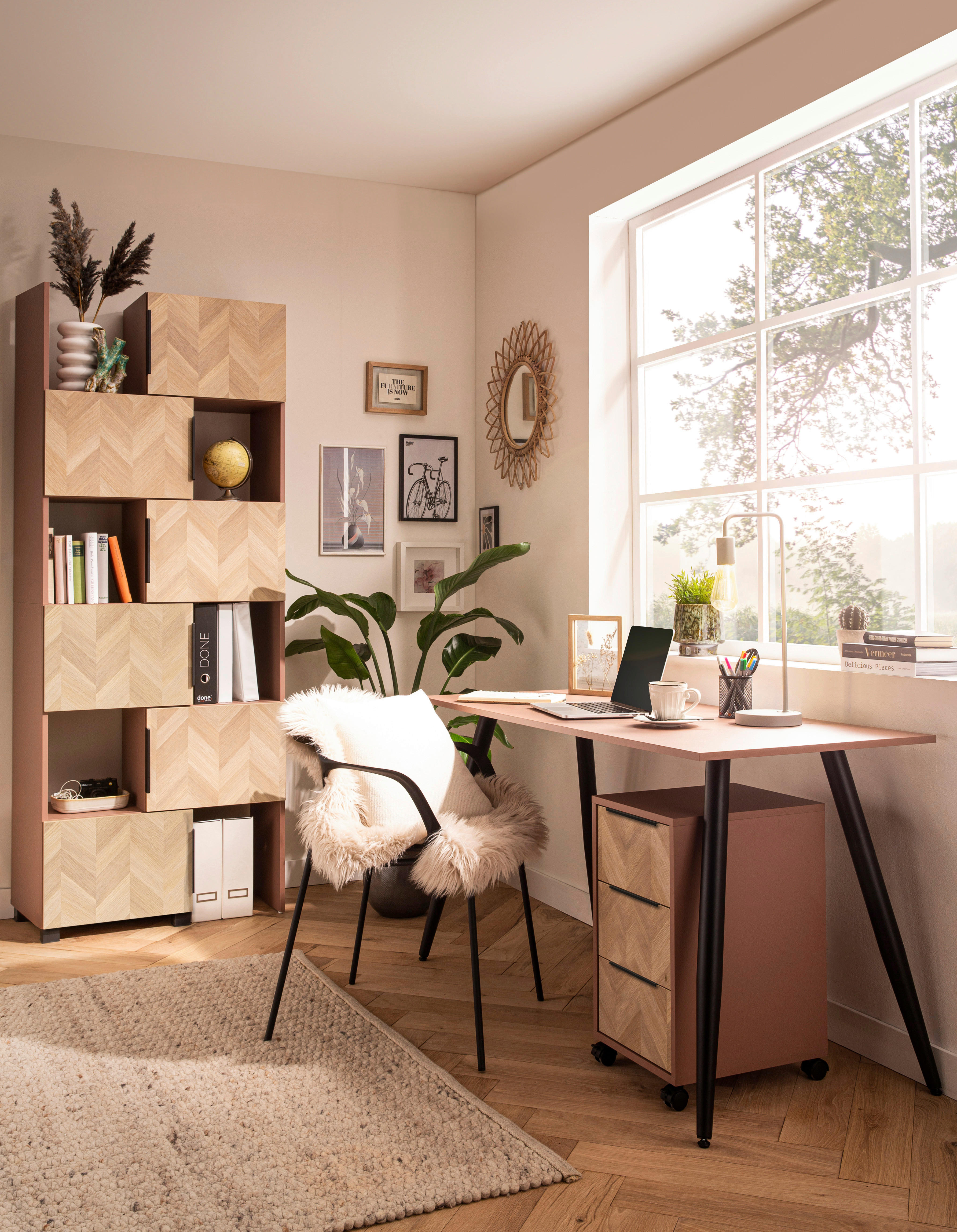 Thumbnail - Schreibtisch Piazza mauve schwarz B/H/T: ca. 138x73,6x60 cm