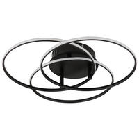 GLOBO Deckenleuchte Opal mattschwarz Metall Aluminium H/D: ca. 9,4x45,6 cm 1 Brennstellen Kombos - Opal/mattschwarz (45,60/9,40cm) - GLOBO