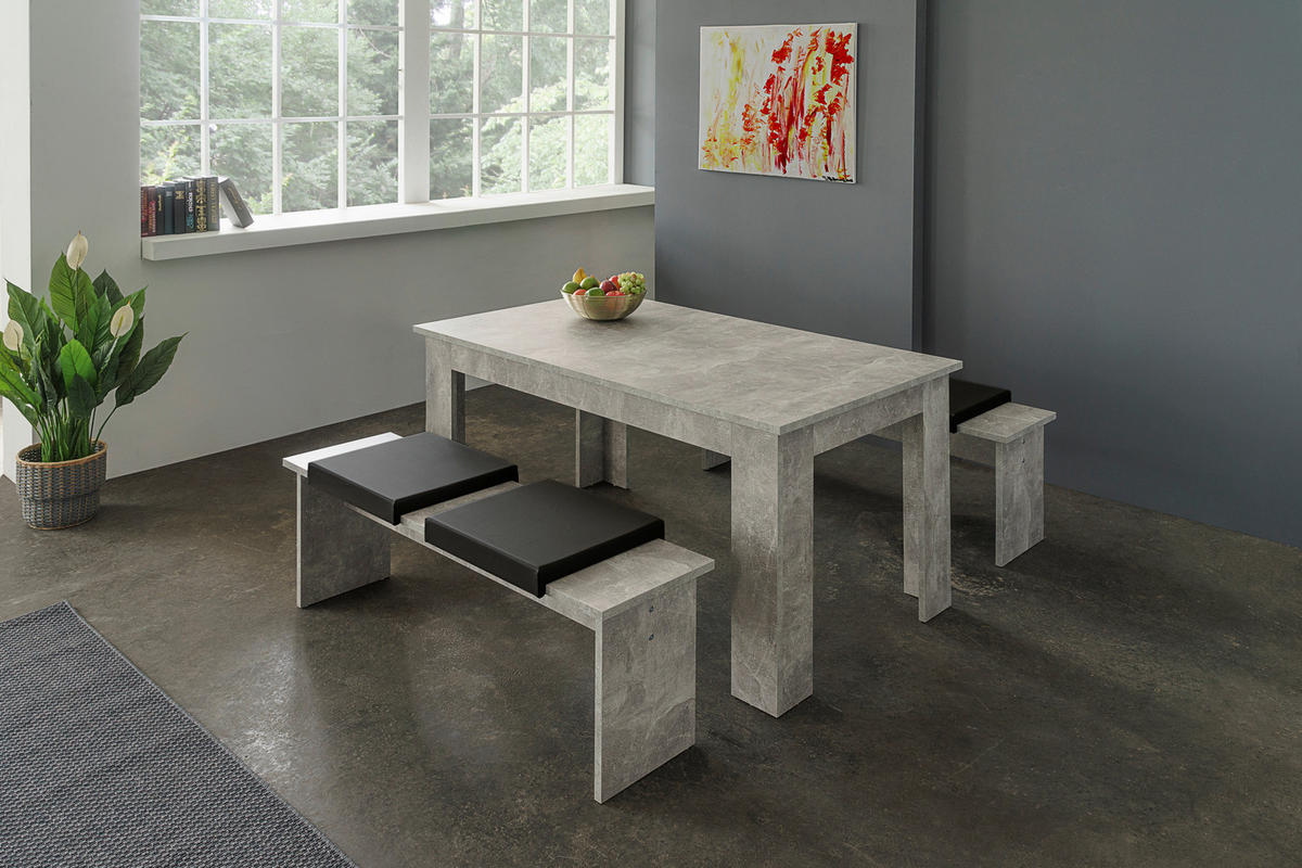 Tischgruppe München Beton Optik Spanplatte B/H/T: ca. 140x75x80 cm München - (140,00/75,00/80,00cm)
