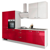 Impuls Küchenblock IP4050 rot Hochglanz weiß Hochglanz B/T: ca. 310x60 cm IP4050 - weiß/rot (310,00/60,00cm) - Impuls