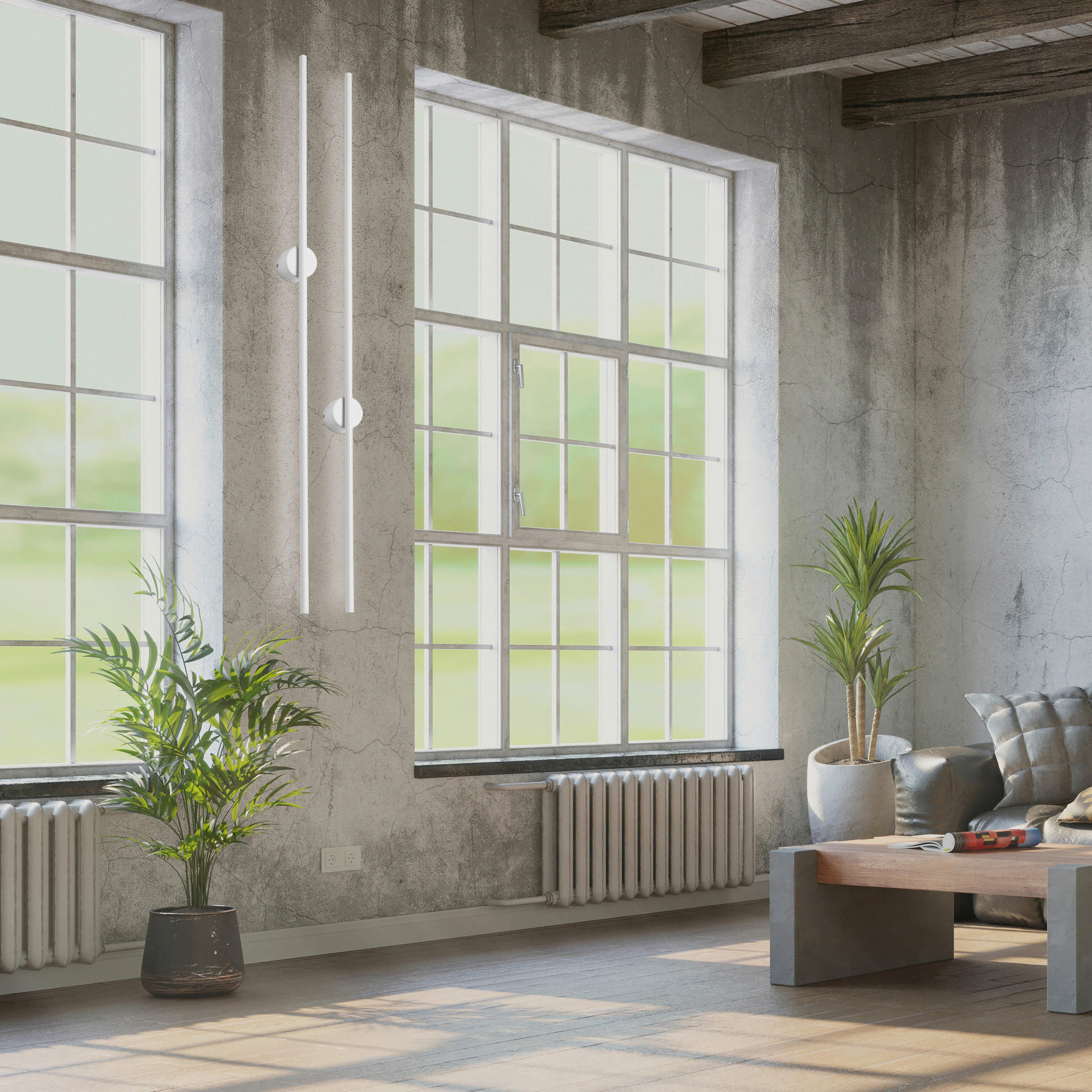 Thumbnail - Lamkur LED-Wandleuchte weiß PVC Holz B/H/L: ca. 7x120x7 cm